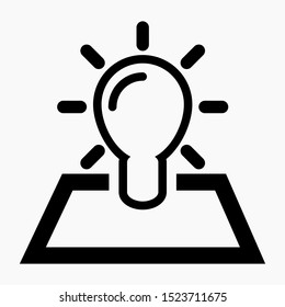 Lamp and rectangle icon. Energy Efficiency Illustration. Project icon. Innovation icon. New idea. Vector illustration. Illumination illustration. Vector icon.