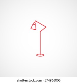 Lamp Red Line Icon On White Background