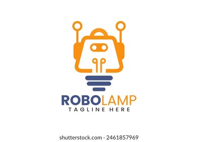 Lamp robot Modern Flat Unique logo template and Minimalist robot bulb logo template design