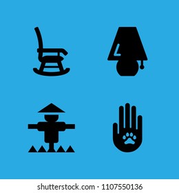 lamp, rocking chair, animal solidarity and scarecrow icons vector in sample icon set for web and graphic design