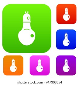 Lamp set icon color in flat style isolated on white. Collection sings vector illustration