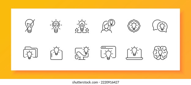 Leuchtensymbol. Kein Licht, Idee, Kreativität, Gedanke, Ziel, Erreichung von Zielen, Korrespondenz, Ordner, Maus, Monitor, Gehirn, positives Denken. Inspirationskonzept