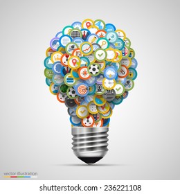 Lamp set of icons. Vector illustration