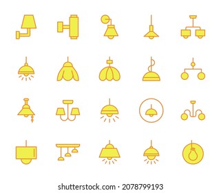 Lamp set line icons in flat design with elements for web site design and mobile apps.  Collection modern infographic logo and symbol. House vector line pictogram