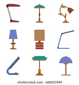 Lamp. Set of table lamp. Home lighting. Table lamps in flat style. Vector illustrator.