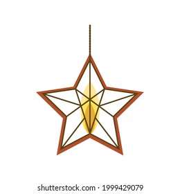 estrella con forma de lámpara con icono aislado de velas