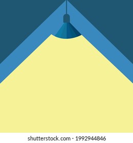 A lamp shines in a dark room. Vector illustration in a simple, minimalistic style with copy space for your text.