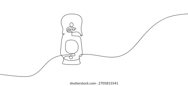 A lamp shines in one continuous line. one line vector illustration.