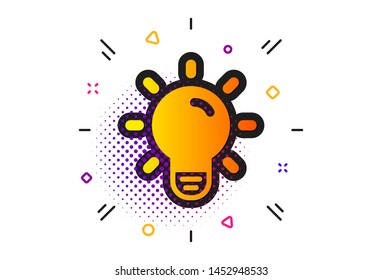 Lamp sign. Halftone circles pattern. Light Bulb icon. Idea, Solution or Thinking symbol. Classic flat light bulb icon. Vector