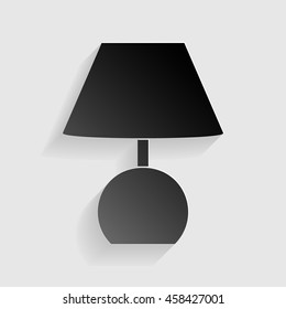 Lamp sign illustration. Black paper with shadow on gray background.