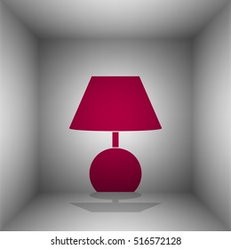 Lamp sign illustration. Bordo icon with shadow in the room.