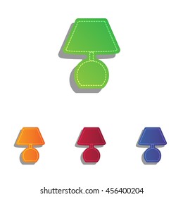 Lamp sign illustration. Colorfull applique icons set.