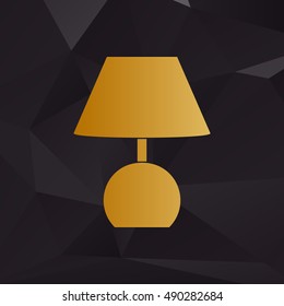 Lamp sign illustration. Golden style on background with polygons.