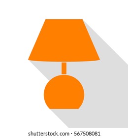 Lamp sign illustration. Orange icon with flat style shadow path.