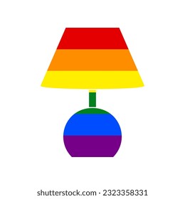 Lamp sign illustration. Rainbow gay LGBT rights colored Icon at white Background. Illustration.
