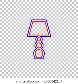 Lamp sign illustration. Red, white and contour icon at transparent background. Illustration.