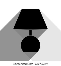 Lamp sign illustration. Vector. Black icon with two flat gray shadows on white background.