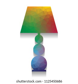 Lamp sign illustration. Vector. Colorful icon with bright texture of mosaic with soft shadow on white background. Isolated.