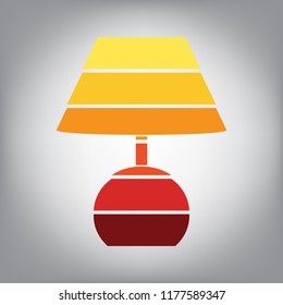 Lamp sign illustration. Vector. Horizontally sliced icon with colors from sunny gradient in gray background.
