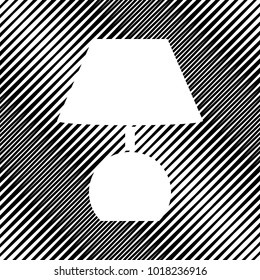 Lamp sign illustration. Vector. Icon. Hole in moire background.