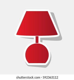 Lamp sign illustration. Vector. New year reddish icon with outside stroke and gray shadow on light gray background.