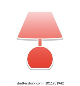 Lamp sign illustration. Vector. Reddish icon with white and gray shadow on white background. Isolated.