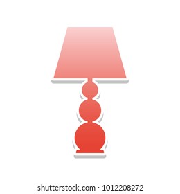Lamp sign illustration. Vector. Reddish icon with white and gray shadow on white background. Isolated.