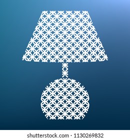 Lamp sign illustration. Vector. White textured icon at lapis lazuli gradient background.