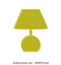 Lamp sign illustration. Vector. Yellow icon with square pattern duplicate at white background. Isolated.