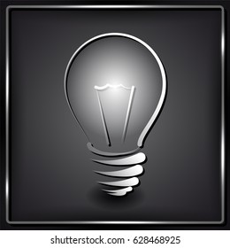 Lamp silhouette on black background. Vector illustration.