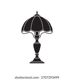 Diseño plano de la ilustración del Vector de la silueta de la lámpara sobre fondo blanco