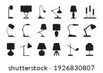 Lamp silhouettes. Lighting symbols collection accessories for modern interiors room items standing lamps garish vector pictures set
