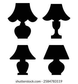 Lamp silhouettes. table lamp vector symbol. modern interiors room lamp object silhouette vector on white background