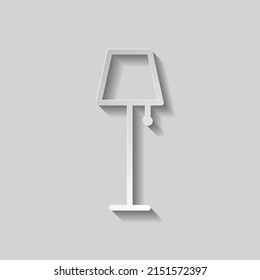 Lamp simple icon. Flat design. Paper style with shadow. Gray background.ai