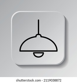 Lamp simple icon vector. Flat desing. Black icon on square button with shadow. Grey background.ai