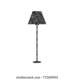 Lamp simple sign. Vector. Black icon from many ovelapping circles with random opacity on white background. Noisy. Isolated.