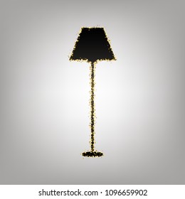 Lamp simple sign. Vector. Blackish icon with golden stars at grayish background.