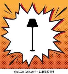 Lamp simple sign. Vector. Comics style icon on pop-art background.