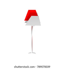 Lamp simple sign. Vector. Detachable paper icon with red body stock. Isolated.