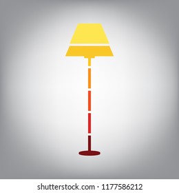 Lamp simple sign. Vector. Horizontally sliced icon with colors from sunny gradient in gray background.