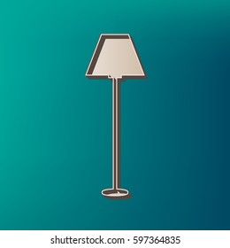 Lamp simple sign. Vector. Icon printed at 3d on sea color background.