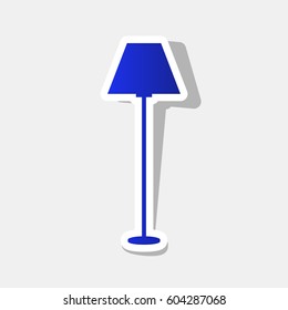 Lamp simple sign. Vector. New year bluish icon with outside stroke and gray shadow on light gray background.