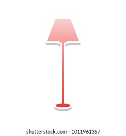 Lamp simple sign. Vector. Reddish icon with white and gray shadow on white background. Isolated.