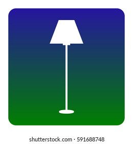 Lamp simple sign. Vector. White icon at green-blue gradient square with rounded corners on white background. Isolated.