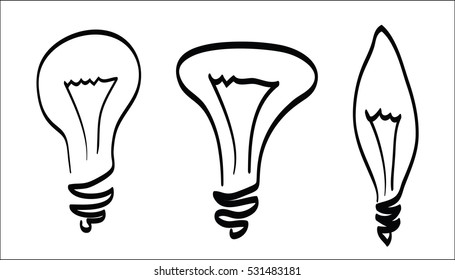 lamp sketch outline vector on white background