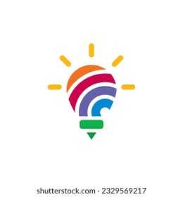 Lamp, smart idea logo design, vector and illustration