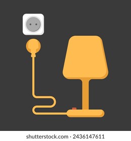 Lamp in the socket vector. Table lamp vector. Light from the night light icon. Lighting logo vector.
