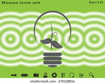 Lamp sprout eco, icon, vector illustration eps10