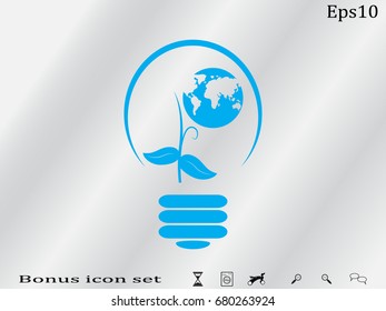 Lamp sprout eco, icon, vector illustration eps10