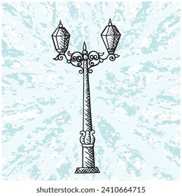 Lamp street hand drawing illustration 